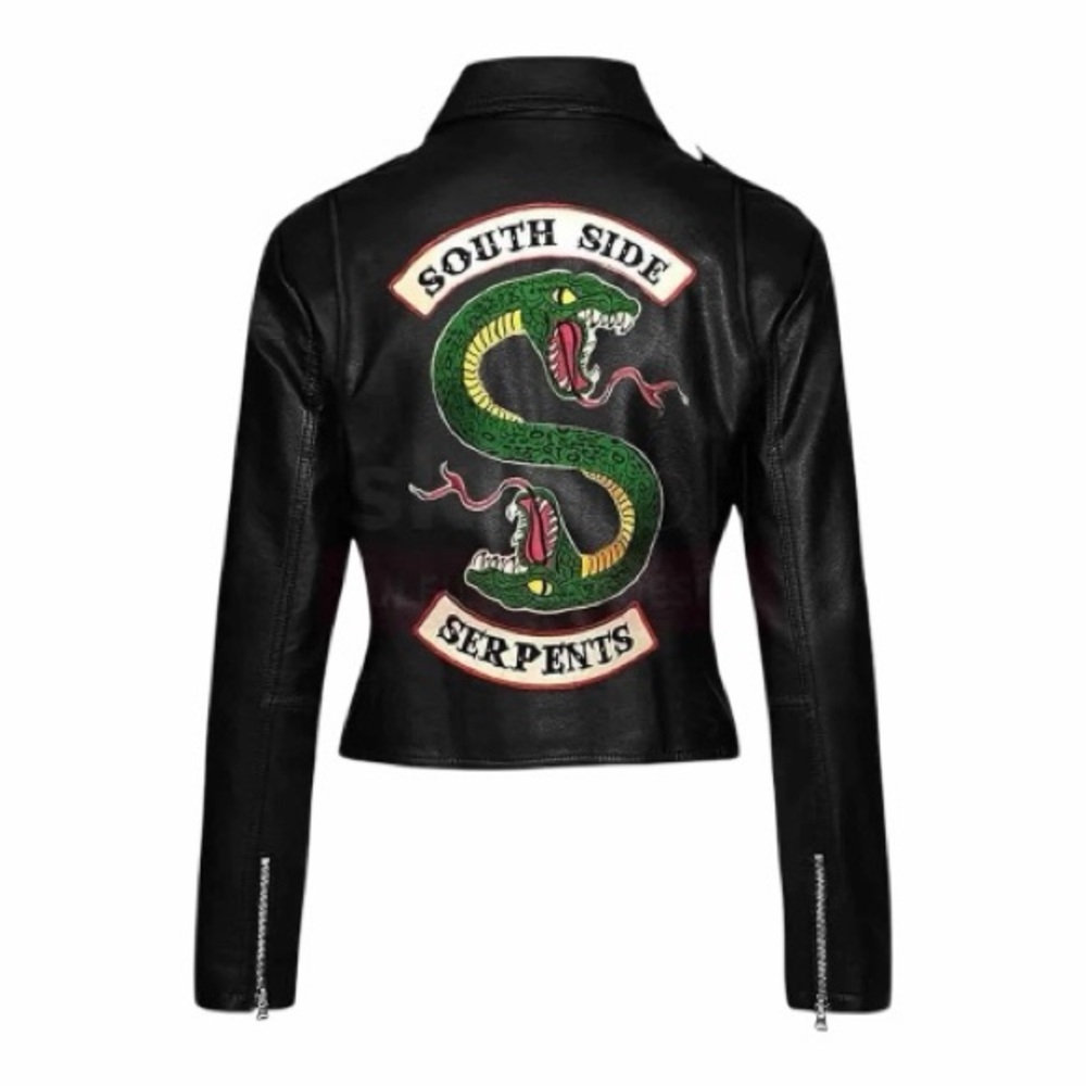 TLW Faux Wear Riverdale Southside Serpents Faux Leather Moto Jacket. Size 2XS.